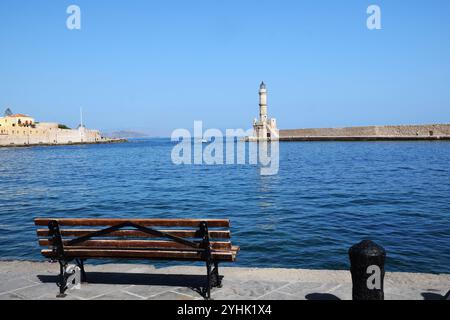 Chania Crete Greece, old harbour Stock Photo