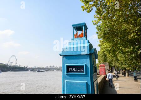 London, UK. 1920s Police telephone post on the Victoria Embankment - Grade II Listed Stock Photo