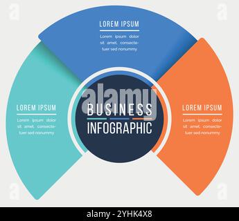 Infographic design circle 3 steps, objects, options or elements business information colored Stock Vector