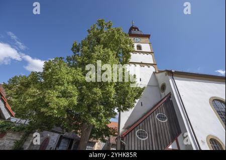 St John's Church in the historic fortified church, Huettenheim, Lower Franconia, Bavaria, Germany, Europe Stock Photo