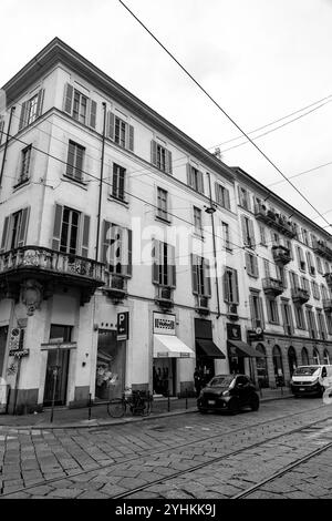 Milan, Italy - March 30: The Quadrilatero della moda or Via Montenapoleone is a high-class shopping district in the centre  of Milan, Italy. Stock Photo