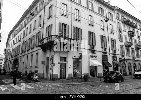 Milan, Italy - March 30: The Quadrilatero della moda or Via Montenapoleone is a high-class shopping district in the centre  of Milan, Italy. Stock Photo