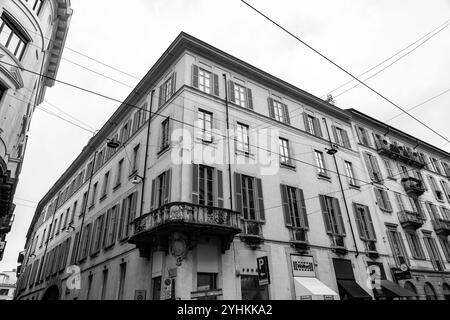 Milan, Italy - March 30: The Quadrilatero della moda or Via Montenapoleone is a high-class shopping district in the centre  of Milan, Italy. Stock Photo