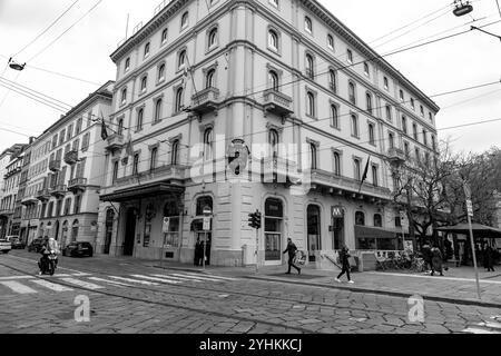 Milan, Italy - March 30: The Quadrilatero della moda or Via Montenapoleone is a high-class shopping district in the centre  of Milan, Italy. Stock Photo