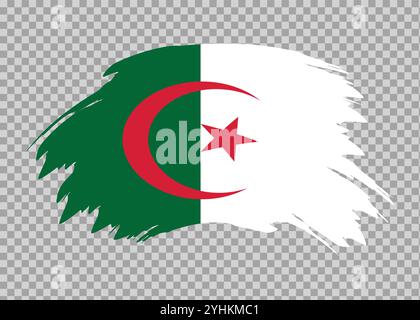 Flag of Algeria with distressed paint stroke brush effect on isolated background Stock Vector