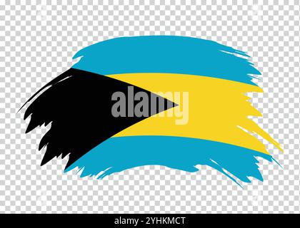 Flag of Bahamas with distressed paint stroke brush effect on isolated background Stock Vector