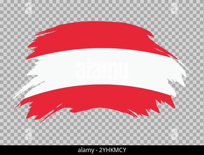 Flag of Austria with distressed paint stroke brush effect on isolated background Stock Vector