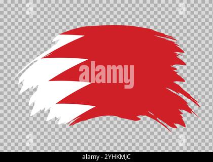 Flag of Bahrain with distressed paint stroke brush effect on isolated background Stock Vector
