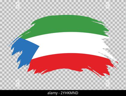 Flag of Equatorial Guinea with distressed paint stroke brush effect on isolated background Stock Vector