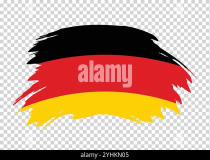Flag of Germany with distressed paint stroke brush effect on isolated background Stock Vector