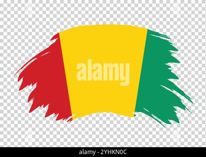 Flag of Guinea with distressed paint stroke brush effect on isolated background Stock Vector