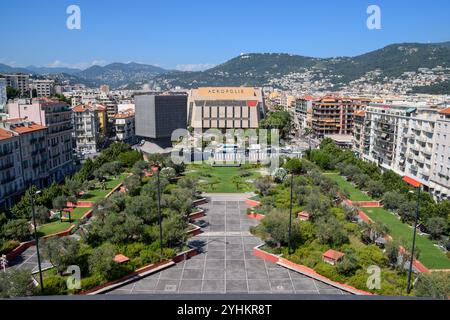 Nice, France. 18th July 2018. Aerial view of the Acropolis convention centre. Credit: Vuk Valcic / Alamy Stock Photo