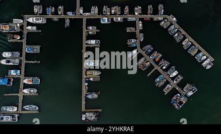 Poole Harbour And Marina In Dorset shot From The Air Stock Photo