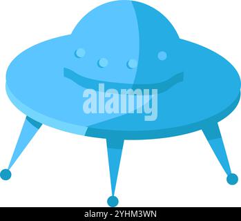 Alien spacecraft flying saucer landed on tripod icon. First contact with alien civilization element. Simple flat vector isolated on white background Stock Vector