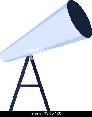 Astronomical telescope for observing distant space objects and stars icon. Space exploration equipment for observatory and home element. Simple flat v Stock Vector