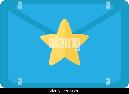 Closed paper envelope sealed with star shaped stamp icon. High priority email with added favorites element. Simple flat vector isolated on white backg Stock Vector