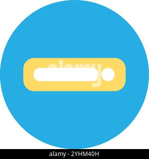 Browser top bar round sticker. WWW navigation bar abstract techno circle icon for modern and retro technological design. Simple color vector pictogram Stock Vector