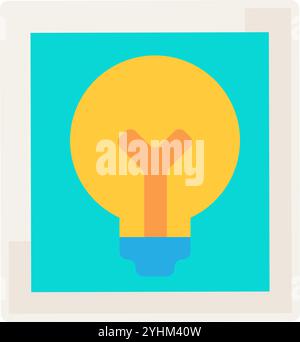 Button with image of light bulb symbol of idea icon. Device for generating innovative ideas and inventions element. Simple flat vector isolated on whi Stock Vector