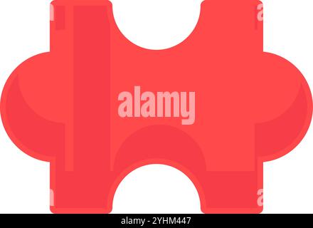 Red piece is component of puzzle icon. Step by step solution of complex problems production processes element. Simple flat vector isolated on white ba Stock Vector