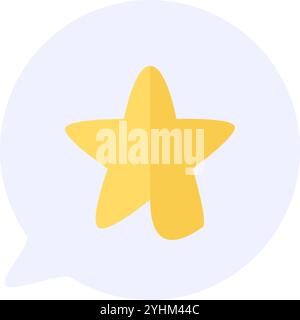 Yellow pentagonal star icon inside speech bubble icon. Instruction to add material to Favorites element. Simple flat vector isolated on white backgrou Stock Vector