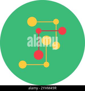 Structure, community round sticker. Unified group icon, abstract techno circle icon for modern and retro technological design. Simple color vector pic Stock Vector