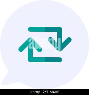 Looped square arrows indicating repetition reloading information icon. Updating data in mobile application and browser element. Simple flat vector iso Stock Vector