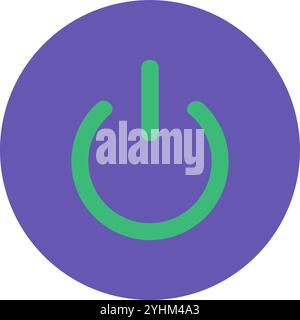 Round sensor ON key round sticker. Dynamic round start button, abstract techno circle icon for modern and retro technological design. Simple color vec Stock Vector