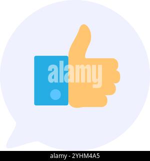 Thumbs up gesture inside speech bubble icon. Recognition of correctness of opinion with special gesture like element. Simple flat vector isolated on w Stock Vector
