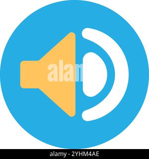 Audio device speaker at full volume icon. Adjusting and controlling volume of sound device element. Simple flat vector isolated on white background Stock Vector