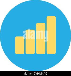 Signal level scale round sticker. Level indicator abstract techno circle icon for modern and retro technological design. Simple color vector pictogram Stock Vector