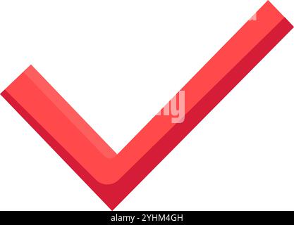 Red tick marks completed work icon. Mark tick drawn with red marker pen element. Simple flat vector isolated on white background Stock Vector
