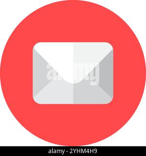 Closed paper postal envelope on red sticker background icon. Express mail and correspondence element. Simple flat vector isolated on white background Stock Vector