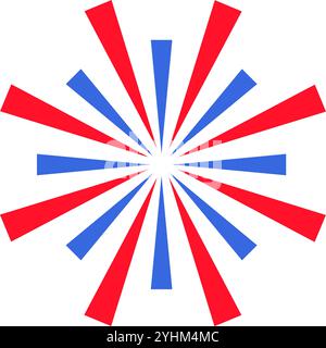 Vector illustration of colorful fireworks from the collection of American flag-themed icons. A celebration of American culture and identity. Independe Stock Vector