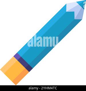 Sharpened wooden pencil drawing tool icon. Colored children pencil for drawing first sketches and drafts element. Simple flat vector isolated on white Stock Vector