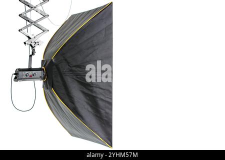 Rectangular softbox on suspended system in studio isolated on white background Stock Photo