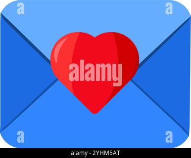 Holiday paper postal envelope with greeting card sealed with heart shaped sticker. Festive weekend letter for a loved one for cartoon vector illustrat Stock Vector