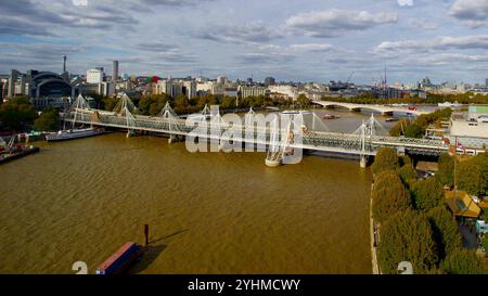 Hungerford & Golden Jubilee  Bridges as seen from London Eye, South Bank, Lambeth, London, England. Stock Photo