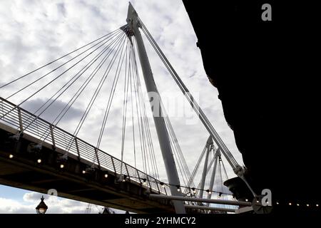 Hungerford & Golden Jubilee  Bridges, South Bank, Lambeth, London, England. Stock Photo