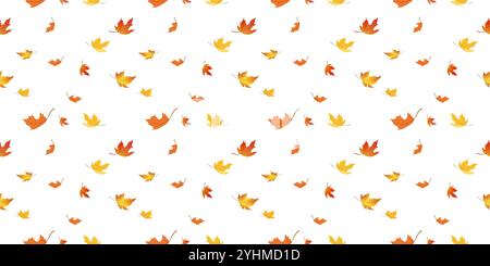 maple leaves fall seamless pattern, autumn concept vector illustration isolated on white background. Stock Vector
