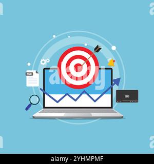 On-line media, target audience, digital marketing, flat design Stock Vector