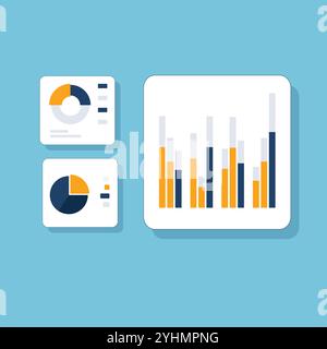 Concept of financial analysis of company indicators, statistical research, business data Stock Vector