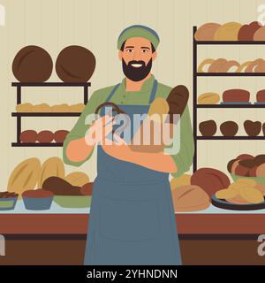 Bakery shop interior with cake and counter inside cartoon background ...