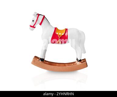 Christmas rocking horse. Cistmas ornaments toy rocking white horse isolated on white background with clipping path. Design element for a postcard, ann Stock Photo