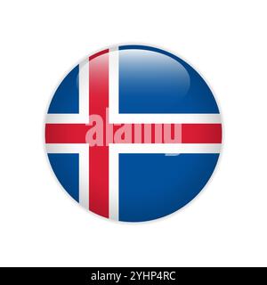 Iceland flag on button Stock Vector