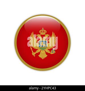 Montenegro flag on button Stock Vector