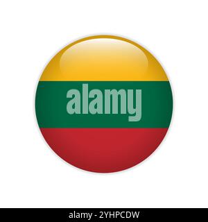 Lithuania flag on button Stock Vector
