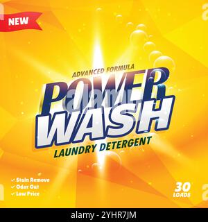 creative yellow detergent advertisement concept for product packaging Stock Vector