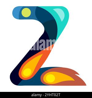 cosmos effect alphabet letter vector illustration. Modern fantasy character. Stock Vector