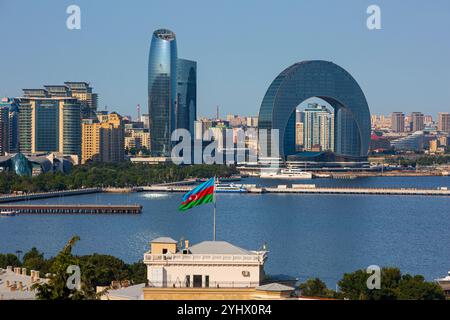 The Crescent Bay (Crescent Hotel, Crescent City and Crescent Place) in Baku, Azerbaijan on a beautiful summer day Stock Photo