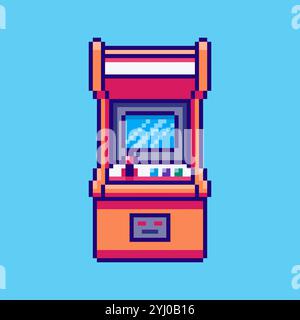 Pixel art arcade machine game asset design Stock Vector